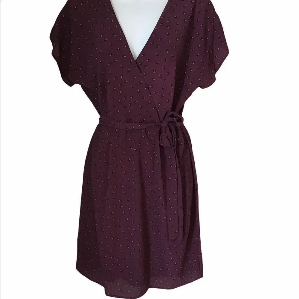 NWOT Bobeau Short Sleeve Burgundy Wine Casual Soft Feminine Classic Dress S - Picture 2 of 9